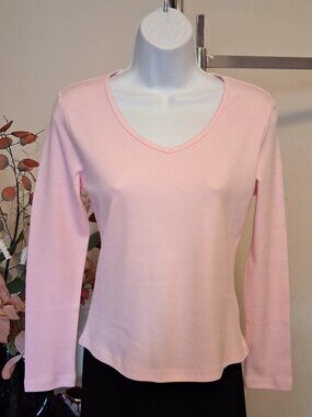 2 for $25 Womens Long Sleeve Stretch V Neck Green Cotton T Shirt Soft Warm Top 8